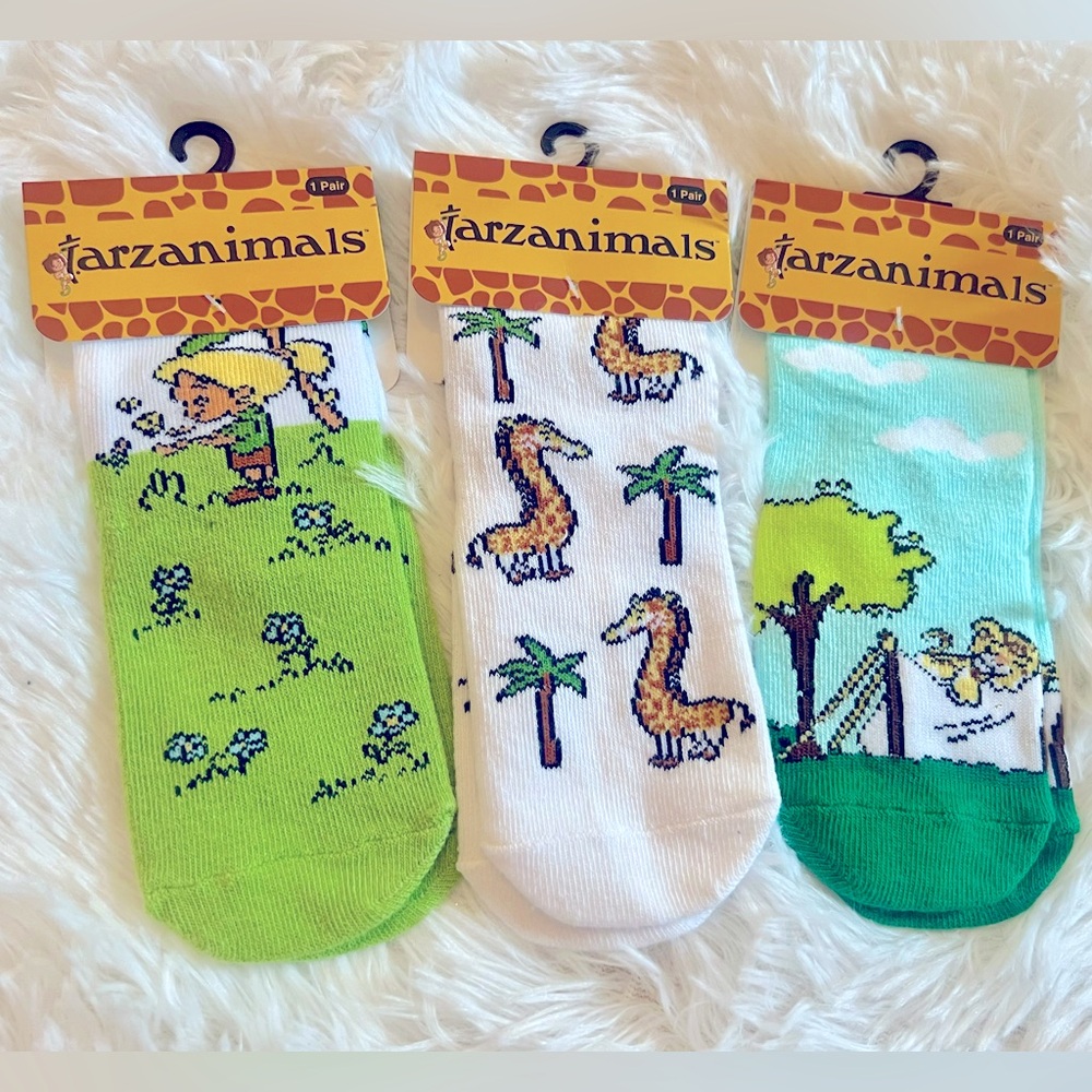 NEW Set of 3 Pair of Children’s Socks with Animal Design Kids Size 3-5 Years